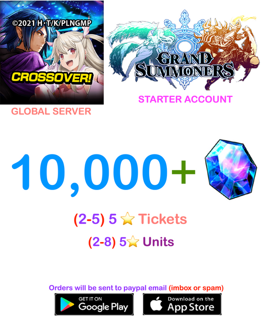 ⭐[GLOBAL SERVER]⭐ 10.000 +Gems  Grand Summoners Fresh Starter Account