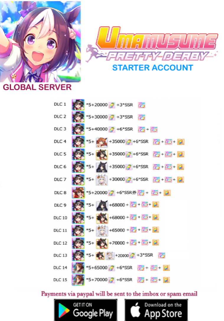 [GLOBAL SERVER]  ??  + Gems + x ??  Uma  Musume Pretty Derby Starter Reroll Account v2
