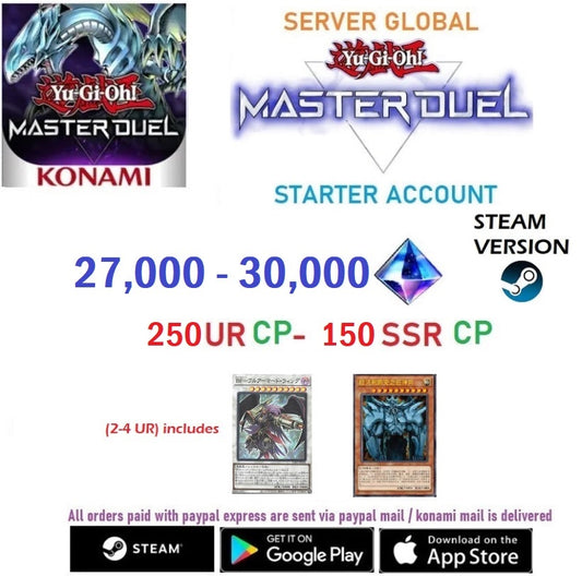 [SERVER GLOBAL/STEAM]  27,000+ Gems Yu-Gi-Oh! Master Duel Starter Reroll Account