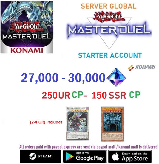 [SERVER GLOBAL/KONAMI][PROMO : BUY 3 - GET 1 FREE]  27000+ Gems Yu-Gi-Oh! Master Duel Starter Reroll Account