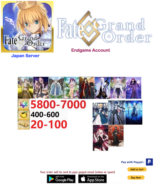 [JAPAN SERVER] Custom  5800-7000 SQ Fate Grand Order FGO Endgame Account