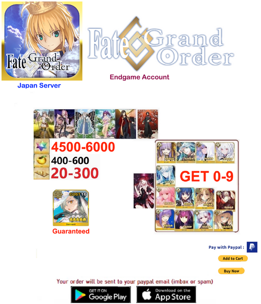 [JAPAN SERVER]  Fgo Custom   Fate Grand Order FGO Endgame Reroll  Account v12