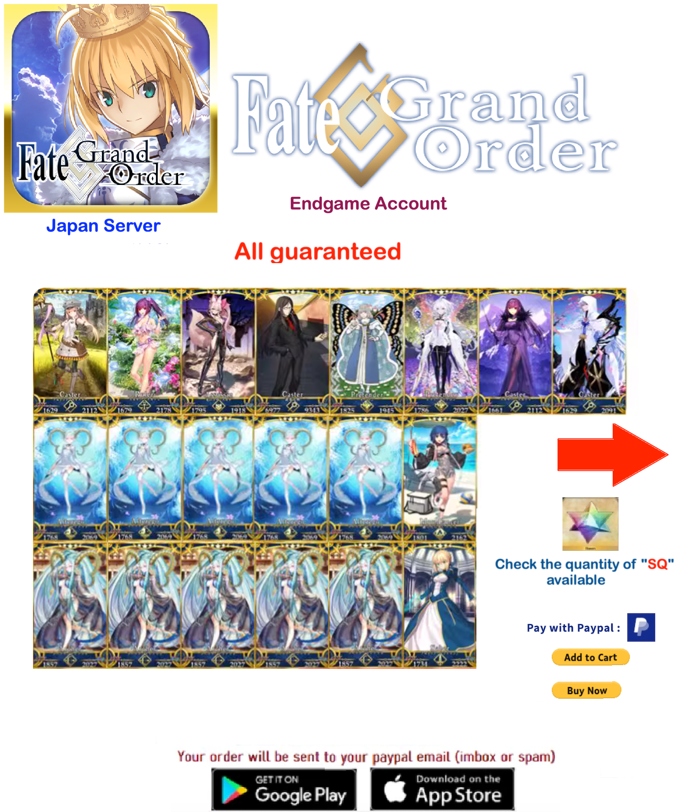 [JAPAN SERVER]  Tiamat NP5  1500-6500 SQ Fate Grand Order FGO Endgame Reroll Starter Account