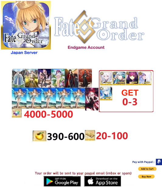 ⭐[JP Server]  Fate Grand Order FGO Quartz Endgame Account v10