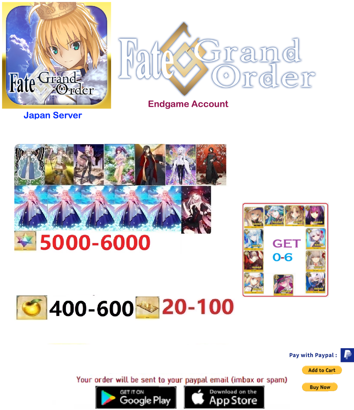 ⭐[JP Server] 5000 + SQ NP5 Fate Grand Order FGO  Endgame Reroll v10