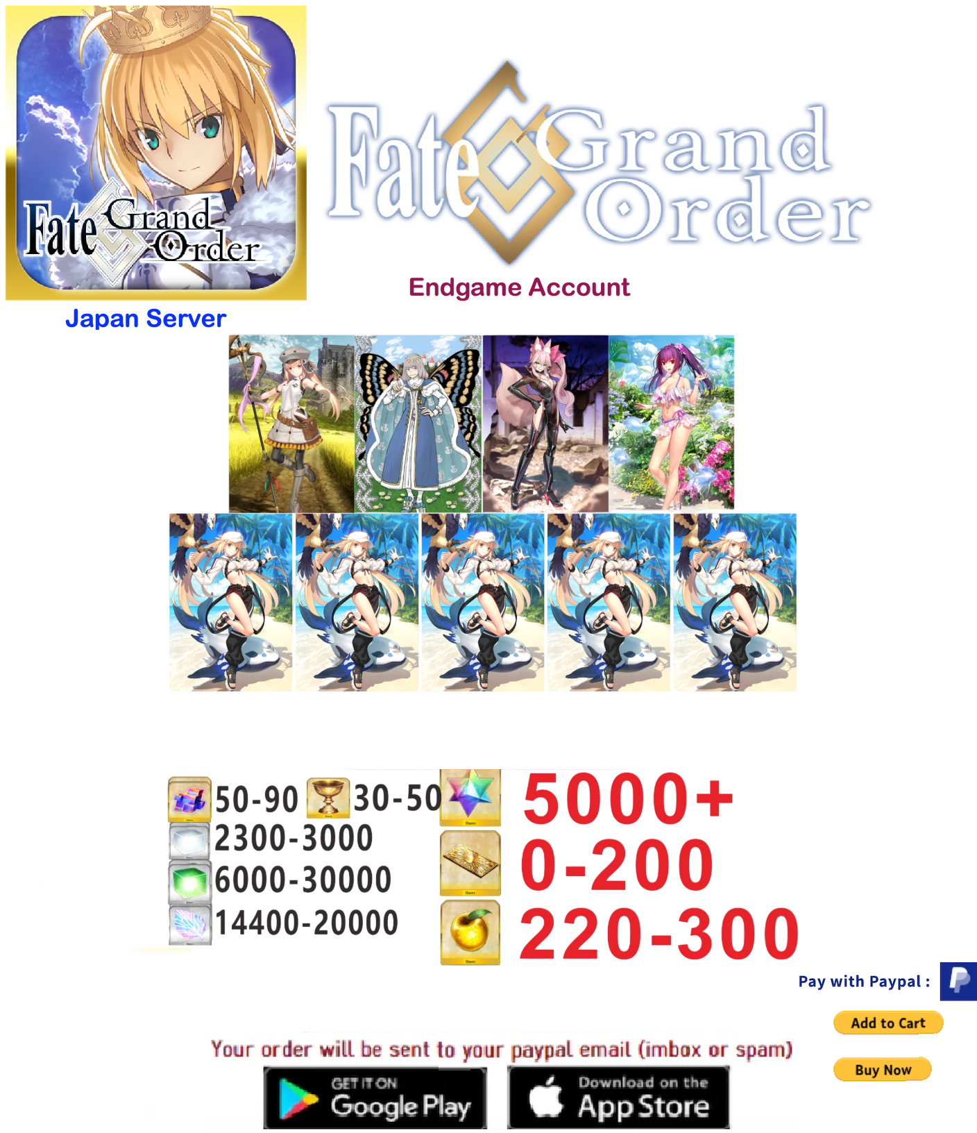 ⭐[JAPAN SERVER]⭐ ?? + SQ  Castoria Berseker  Fate Grand Order Endgame Reroll Account np5v2