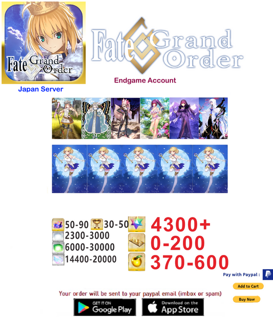 ⭐[JAPAN SERVER]⭐ ?? + SQ  Phantasmoon   Fate Grand Order Endgame Reroll Account np5v3