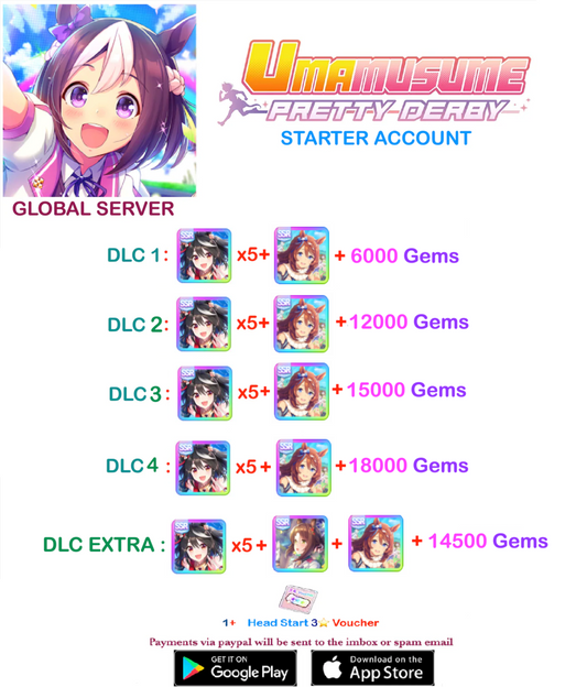 [GLOBAL SERVER]  ??  + Gems + x ??  Kitasan Black Card    Uma  Musume Pretty Derby Starter Reroll Account v2