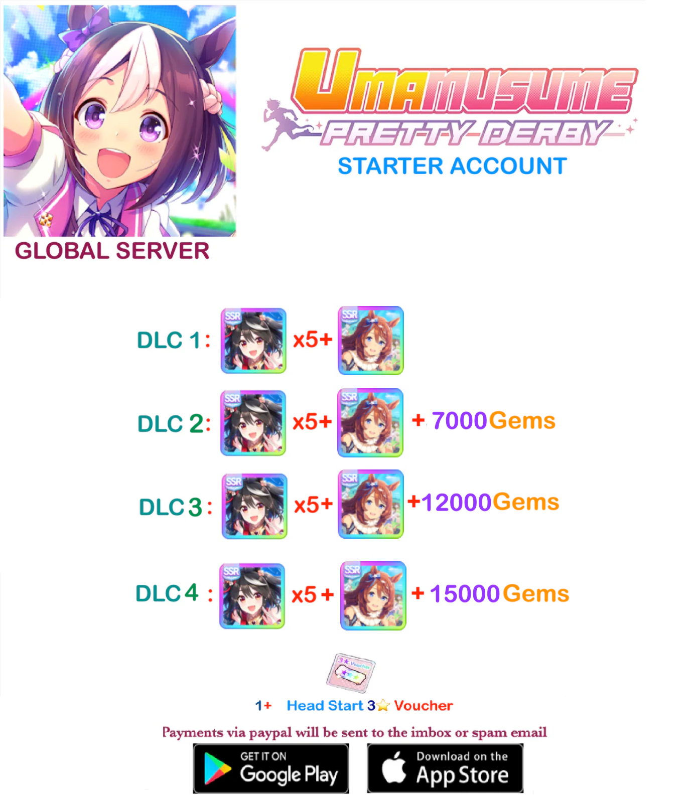 [GLOBAL SERVER]  ??  + Gems + x ??  Kitasan Black Card    Uma  Musume Pretty Derby Starter Reroll Account v2