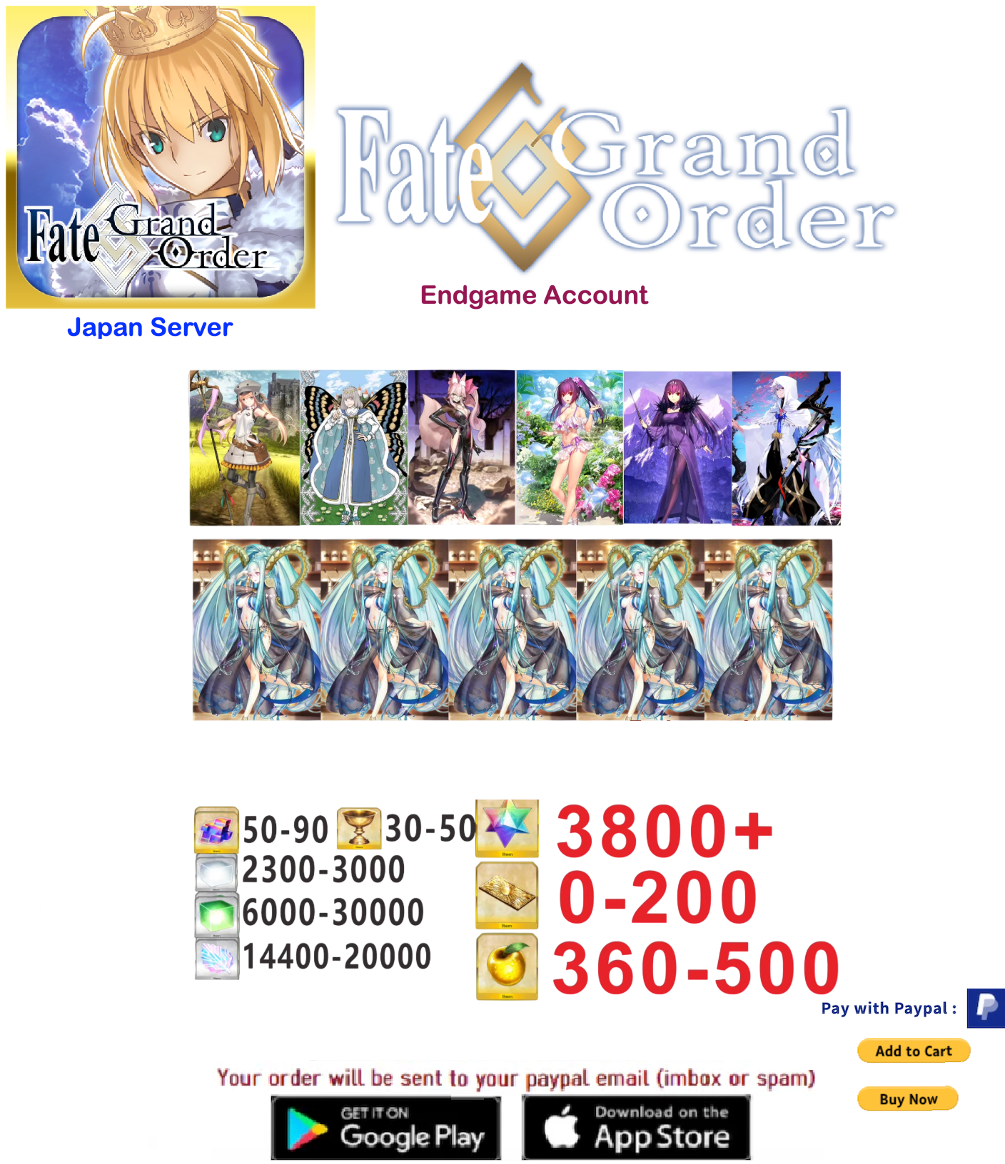 ⭐[JAPAN SERVER]⭐ ?? + SQ  Tiamat Summer   Fate Grand Order Endgame Reroll Account np5v5