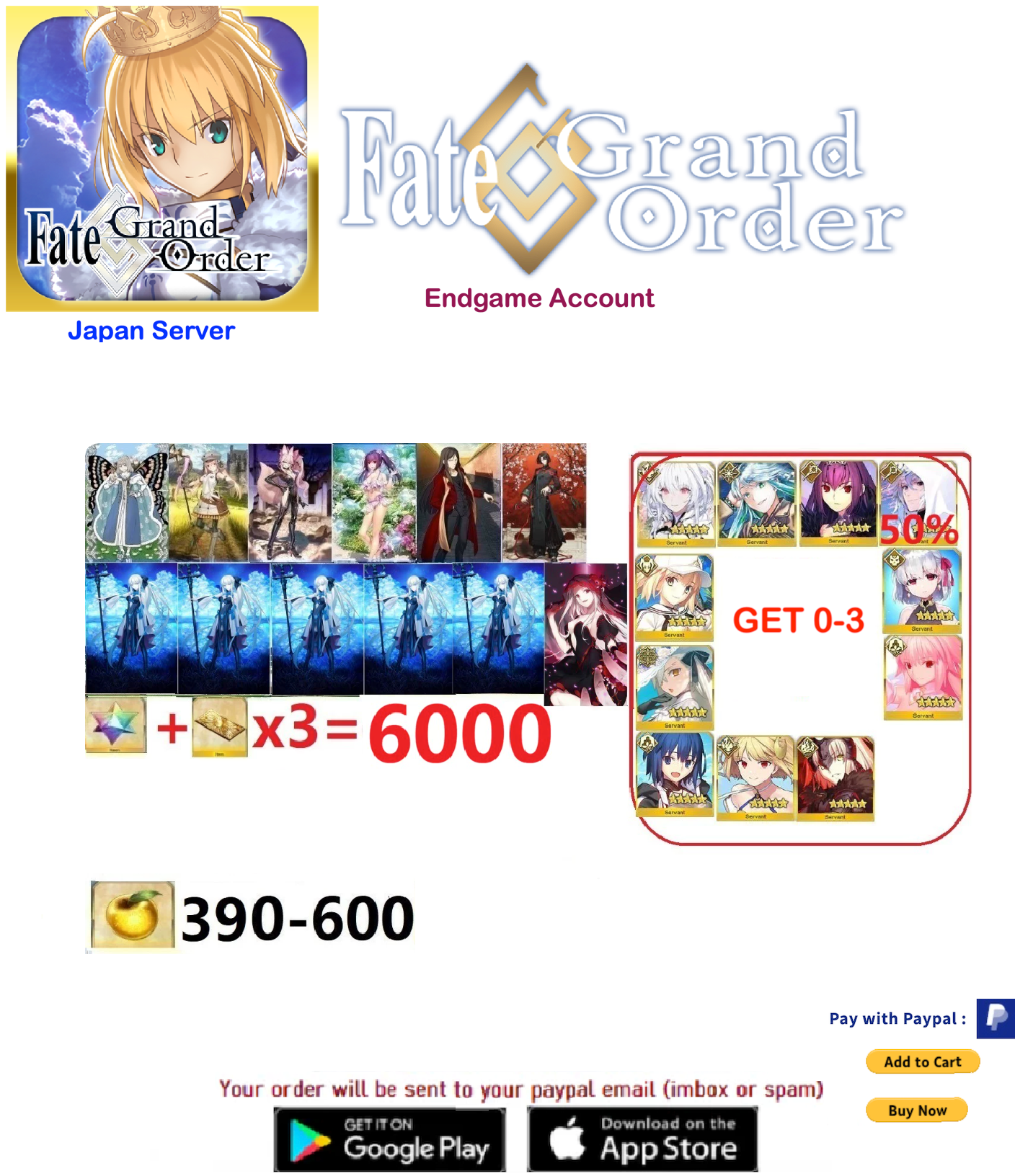 [JAPAN SERVER]   Fate Grand Order FGO Endgame Reroll Account