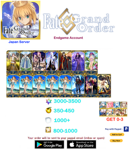 [JAPAN SERVER]   3000-4500 SQ Rin Face Fate Grand Order FGO Endgame Reroll Account