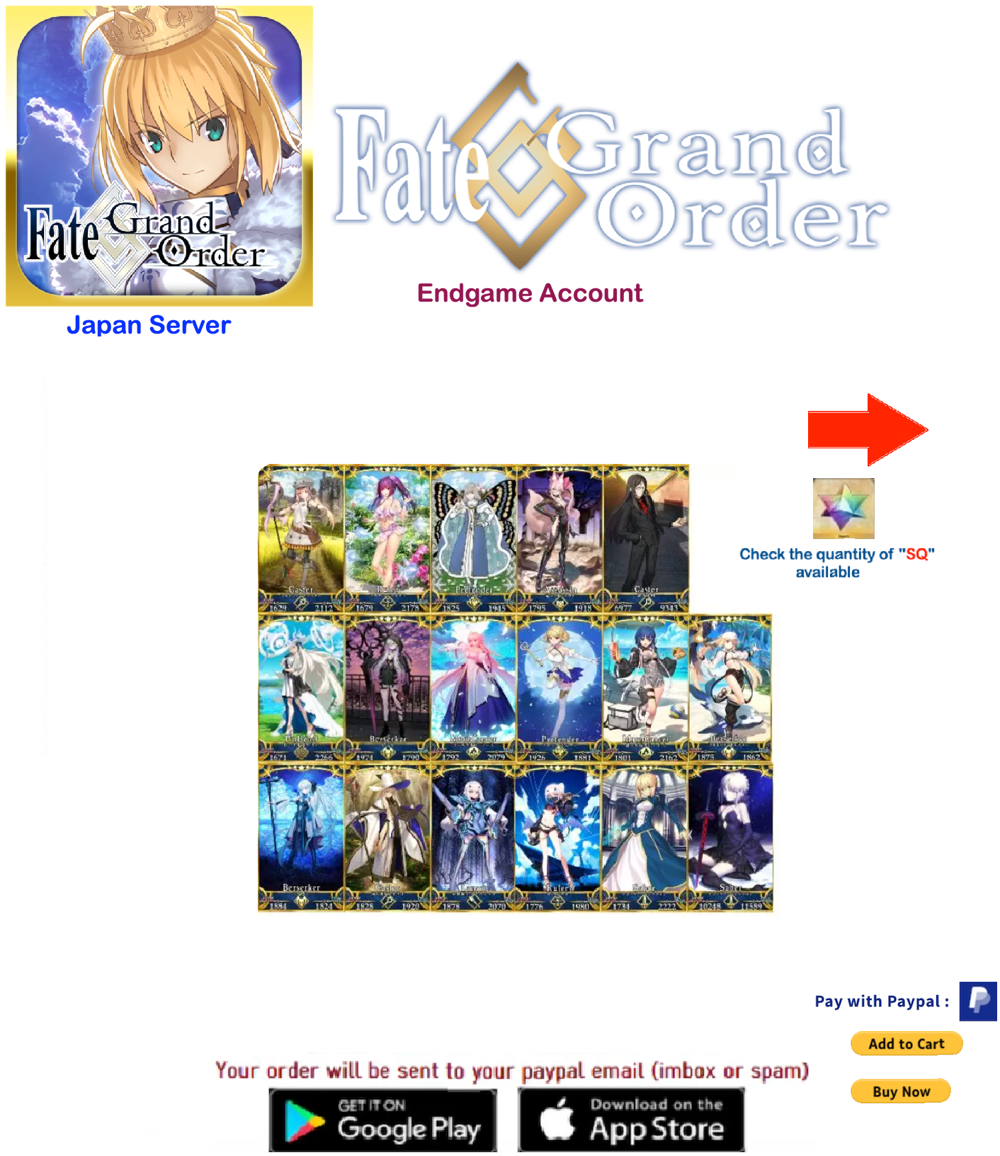 ⭐[JP Server]  2000-5500 + SQ Fate Grand Order FGO Quartz Endgame Reroll Starter