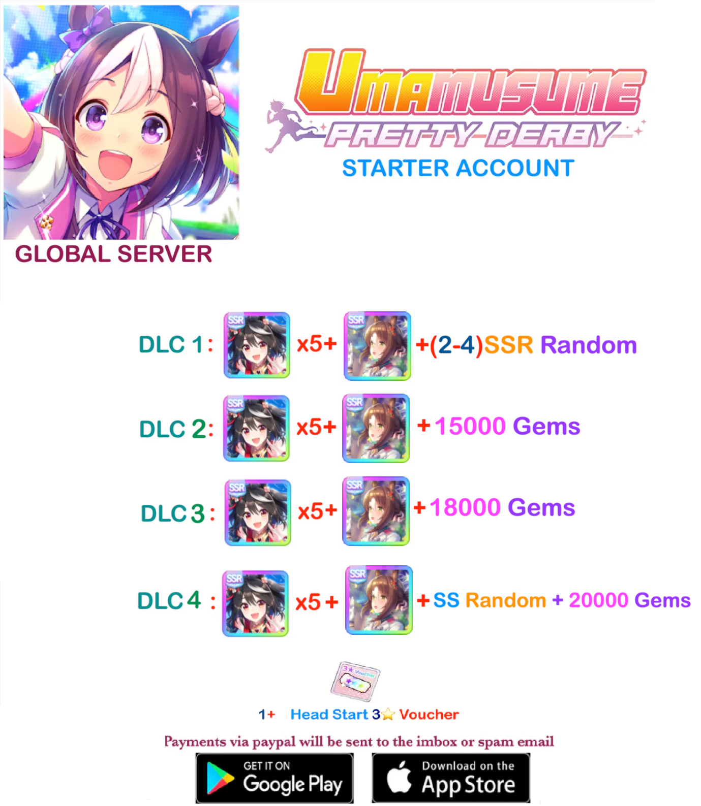 [GLOBAL SERVER]  ??  + Gems + x ??  Kitasan Black Card    Uma  Musume Pretty Derby Starter Reroll Account v3