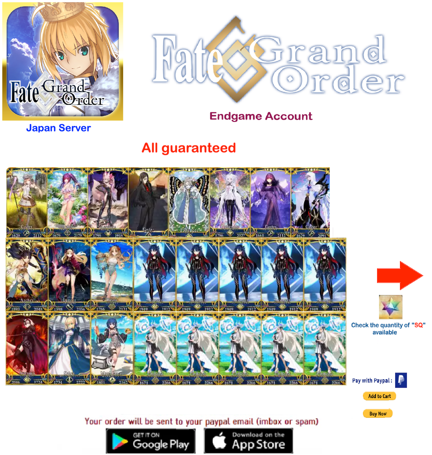 ⭐[JP Server] Space Ishtar NP5 ,Ishtar ,Ereshkigal 1500-5500 + SQ Fate Grand Order FGO Quartz Endgame Reroll