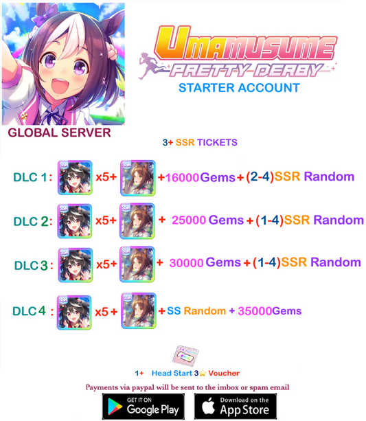 [GLOBAL SERVER]  ??  + Gems + x ??  Kitasan Black Card    Uma  Musume Pretty Derby Starter Reroll Account v3