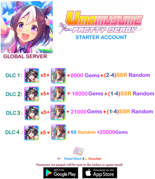 [GLOBAL SERVER]  ??  + Gems + x ??  Kitasan Black Card    Uma  Musume Pretty Derby Starter Reroll Account v3