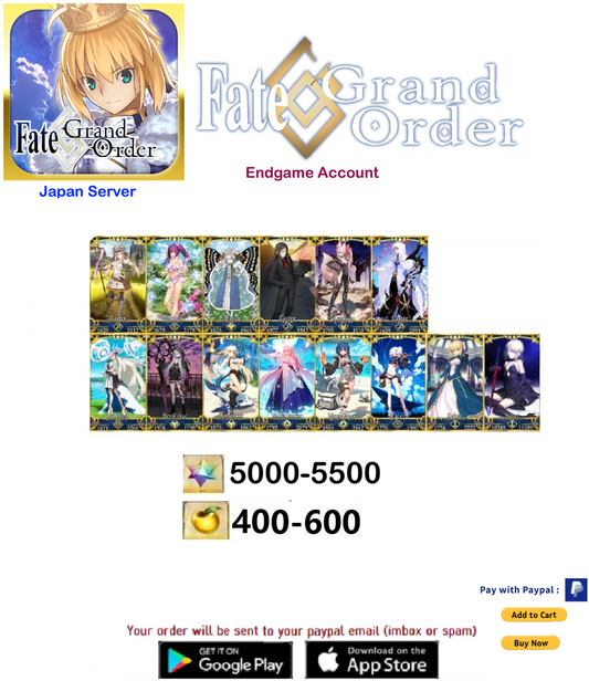 ⭐[JP Server] 5000 + SQ NP5 Fate Grand Order FGO  Endgame Reroll v10