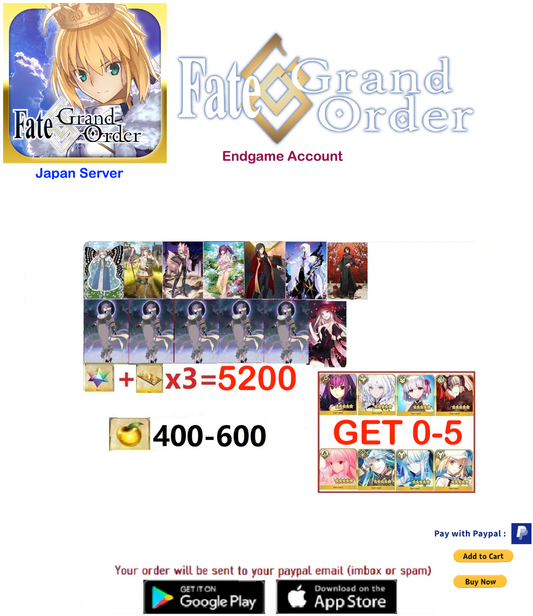 ⭐[JP Server]⭐  Fate Grand Order FGO Quartz Endgame Account v35