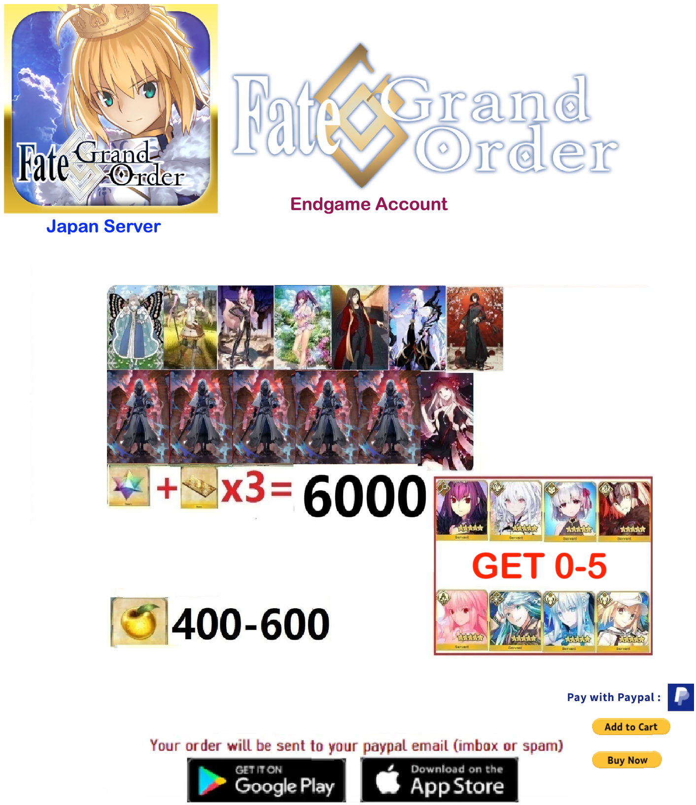 [JAPAN SERVER]  ?? SQ Fate Grand Order FGO Endgame Account v80