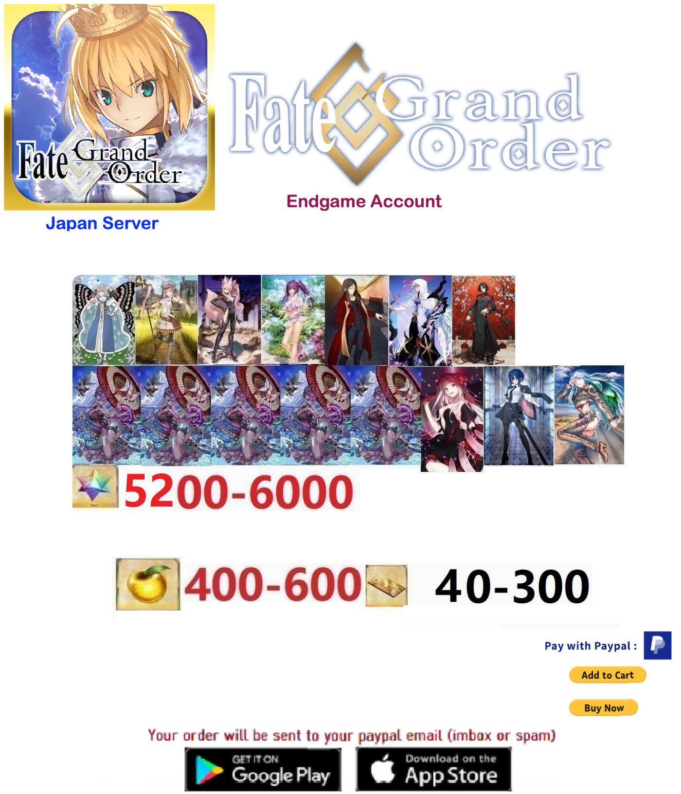 [JAPAN SERVER]  Ibuki Summer NP5 Ciel 5200-6000 SQ Fate Grand Order FGO Endgame  Account