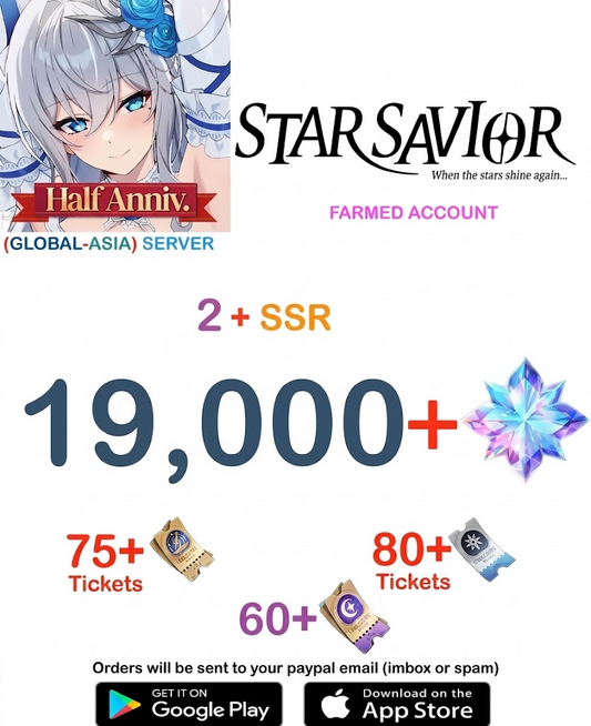 [GLOBAL - ASIA  SERVER] ?? + Gems  Star Savior Semi Starter Account v3