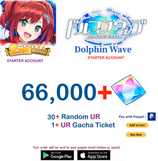 (Japan Server)  66.000+ Gems +30 UR  Dolphin Wave Reroll Starter Account