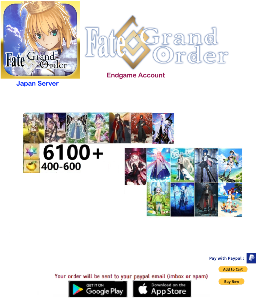 [JAPAN SERVER]  6100sq Custom Fgo  Fate Grand Order FGO Endgame Reroll  Account v3