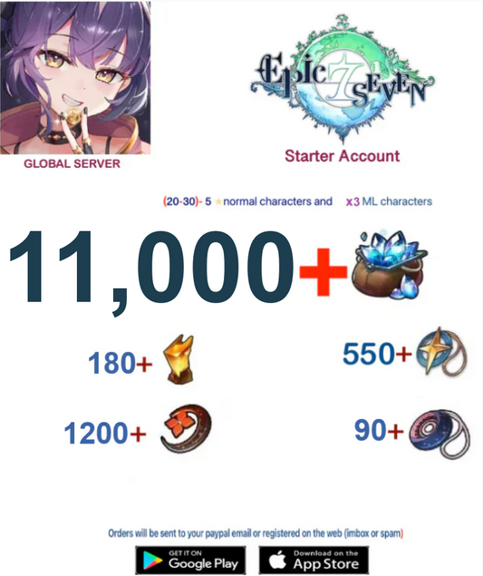 ⭐[Global Server ] ⭐ 11.000  Skystones   EPIC SEVEN Fresh Starter Account
