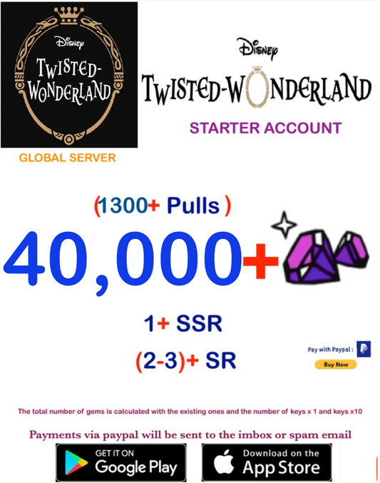 [GLOBAL SERVER/INSTANT DELIVERY] 40,000 Gems  Disney Twisted Wonderland Starter Account