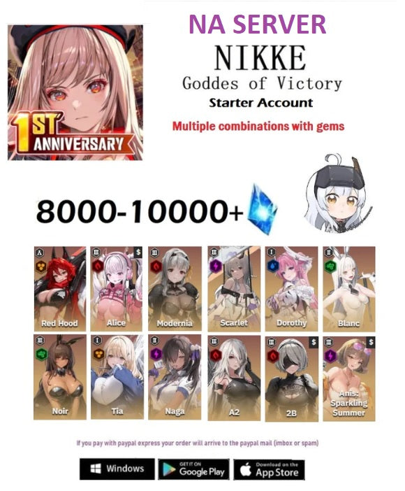 [Na Server]  Multiple Combinations + Gems GODDESS OF VICTORY: NIKKE Starter Reroll Account