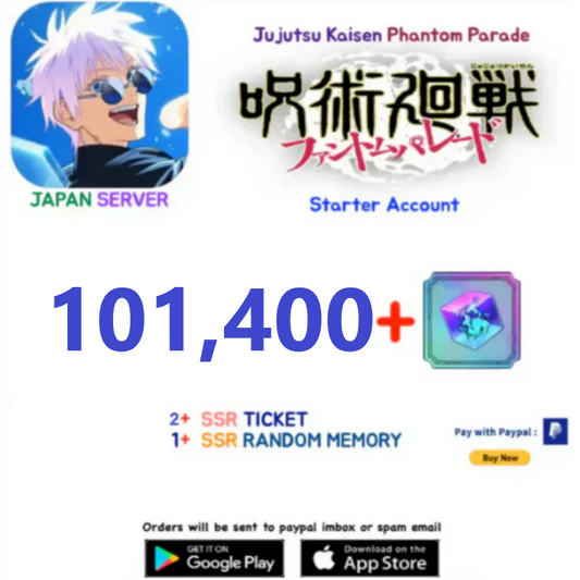 (Japan Server)  101,400  Gems  Jujutsu Kaisen: Phantom Parade Reroll Starter Account