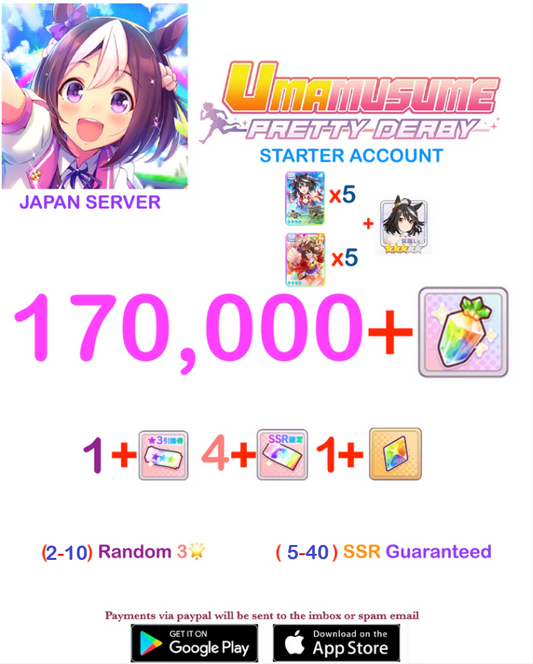 [JAPAN SERVER]   170.000 + Gems Uma Musume Pretty Derby Starter Reroll Account v2