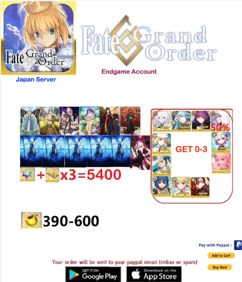 [JAPAN SERVER]   Fate Grand Order FGO Endgame Reroll Account