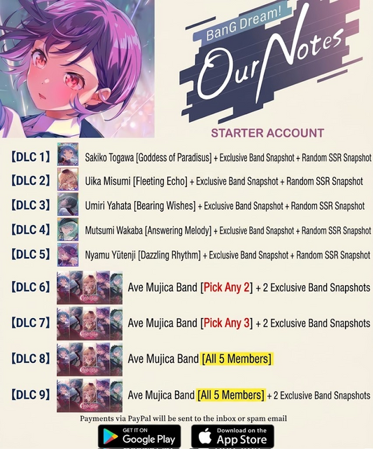 [GLOBAL SERVER]  ??+ Stars   Bang Dream Our Notes Starter Account