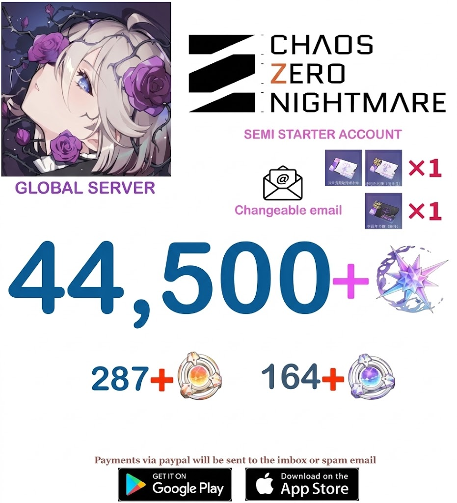 [GLOBAL SERVER] ⭐ ?? Crystals  ⭐  Chaos Zero Nightmare Fresh Semi Starter Account v5