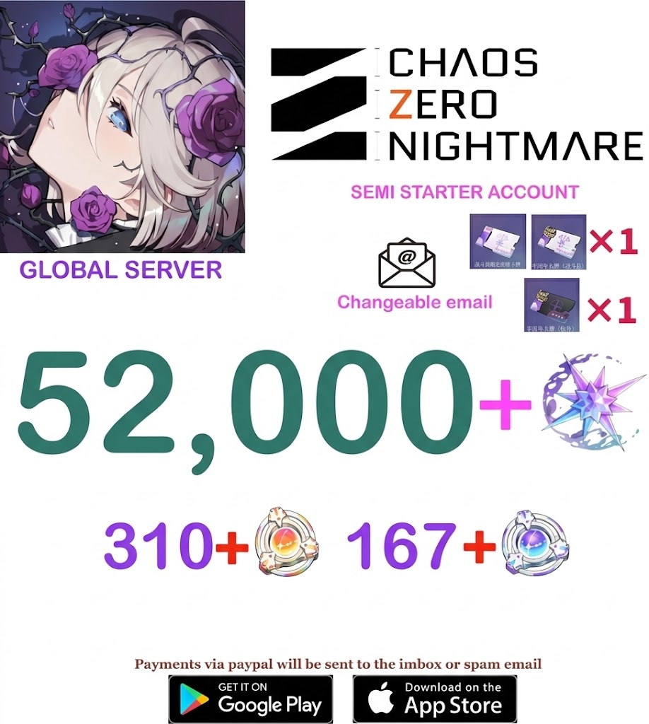 [GLOBAL SERVER] ⭐ ?? Crystals  ⭐  Chaos Zero Nightmare Fresh Semi Starter Account v6