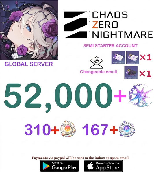 [GLOBAL SERVER] ⭐ ?? Crystals  ⭐  Chaos Zero Nightmare Fresh Semi Starter Account v6