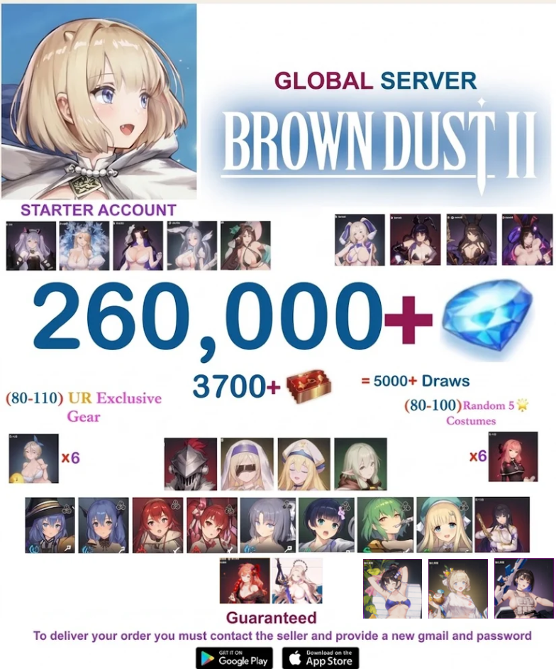 [Global Server/Unlinked] 260,000 Gems Full Collab  BDust 2 Starter Reroll Account