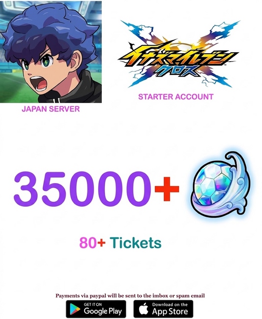 (Japan Server)  35,000 +  Gems  Inazuma Eleven Cross Starter Account v1