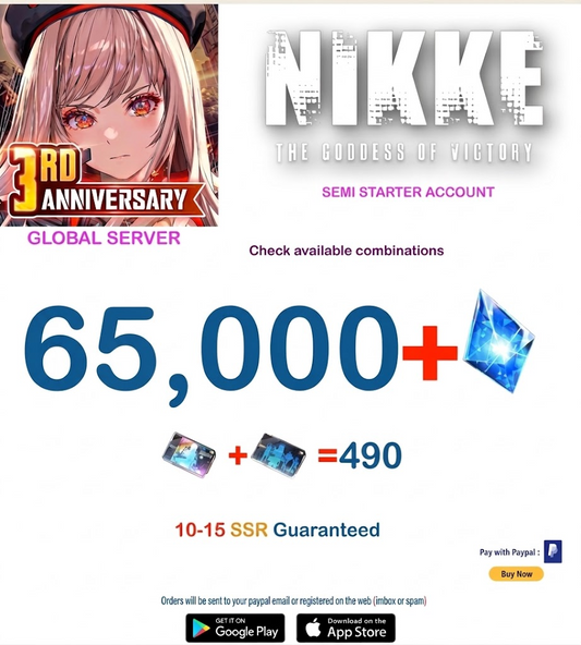 [Global Server] 65,000 Gems  GODDESS OF VICTORY: NIKKE Semi Starter Reroll Account