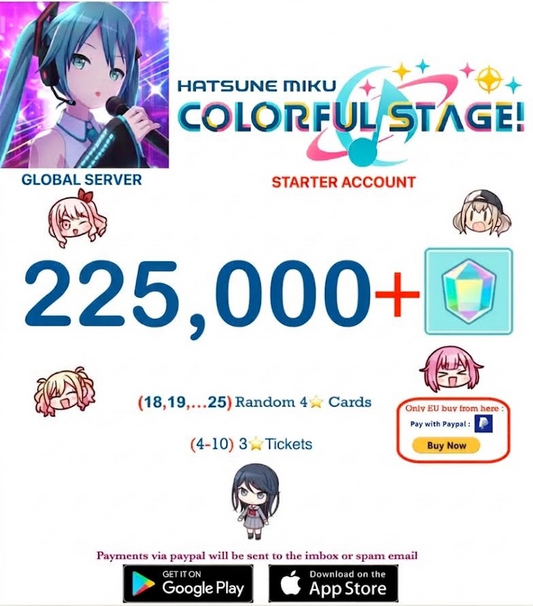 ⭐[GLOBAL][INSTANT DELIVERY]⭐ (18 - 25) Random 4 ⭐ Project Sekai Colorful Stage ft. Hatsune Miku PJSekai Reroll Account !