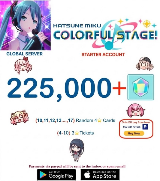 ⭐[GLOBAL][INSTANT DELIVERY]⭐  (10,11,12,13.... - 17) Random 4 ⭐   Project Sekai Colorful Stage ft. Hatsune Miku PJSekai Reroll Account !