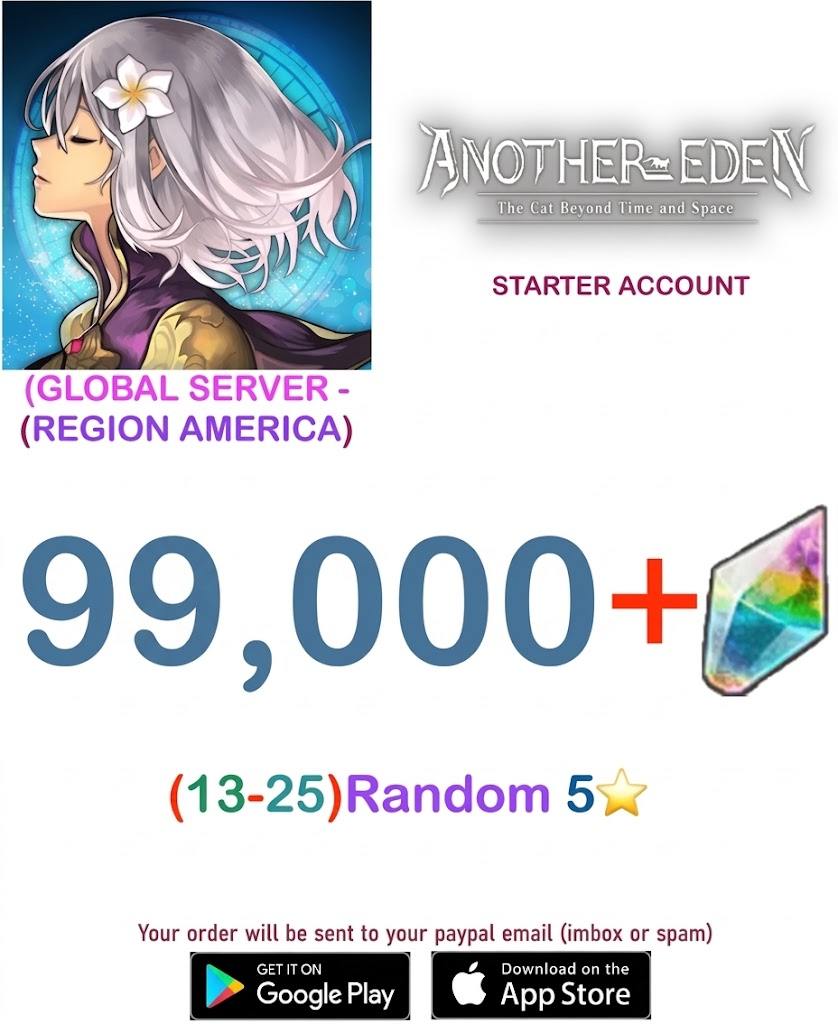 (Global Server - Region America) 99,000 Gems Another Eden Starter Account