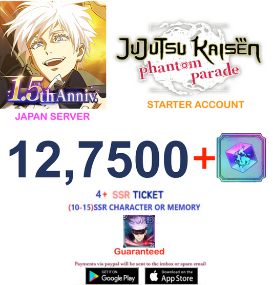 (Japan Server)  127000  Gems  Jujutsu Kaisen: Phantom Parade Reroll Starter Account