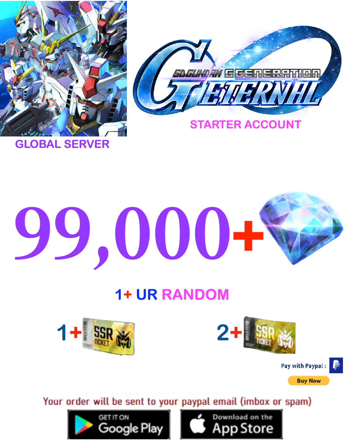 [Global Server/INSTANT DELIVERY]  Gundam G Generation ETERNAL Fresh Starter Account