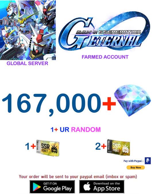 [GLOBAL SERVER/INSTANT DELIVERY]  Gundam G Generation ETERNAL Farmed  Account