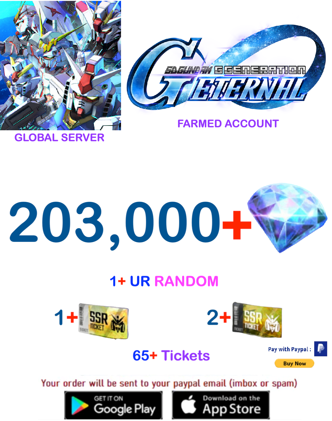 [GLOBAL SERVER/INSTANT DELIVERY]  Gundam G Generation ETERNAL Farmed  Account
