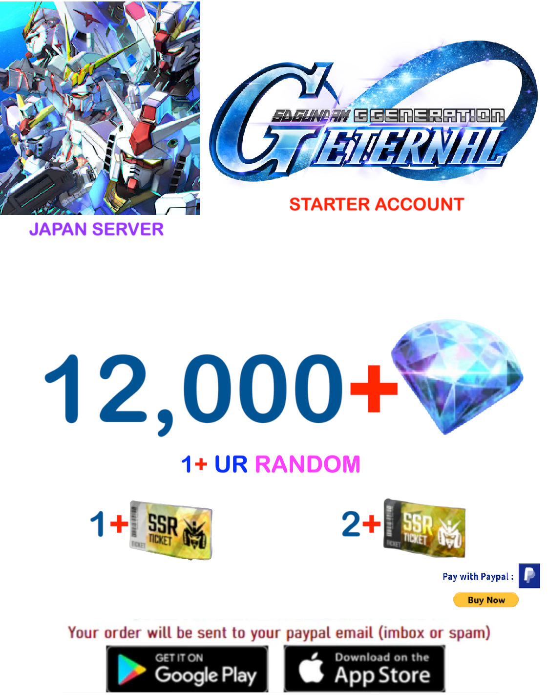 [Japan Server/INSTANT DELIVERY]  Gundam G Generation ETERNAL Fresh Starter Account with Extra Resources BUY 2 - GET 3