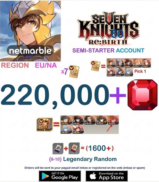 [GLOBAL SERVER / NA- EU REGION] ?? + Gems  Seven Knights Re:BIRTH Starter Semi - Account v5